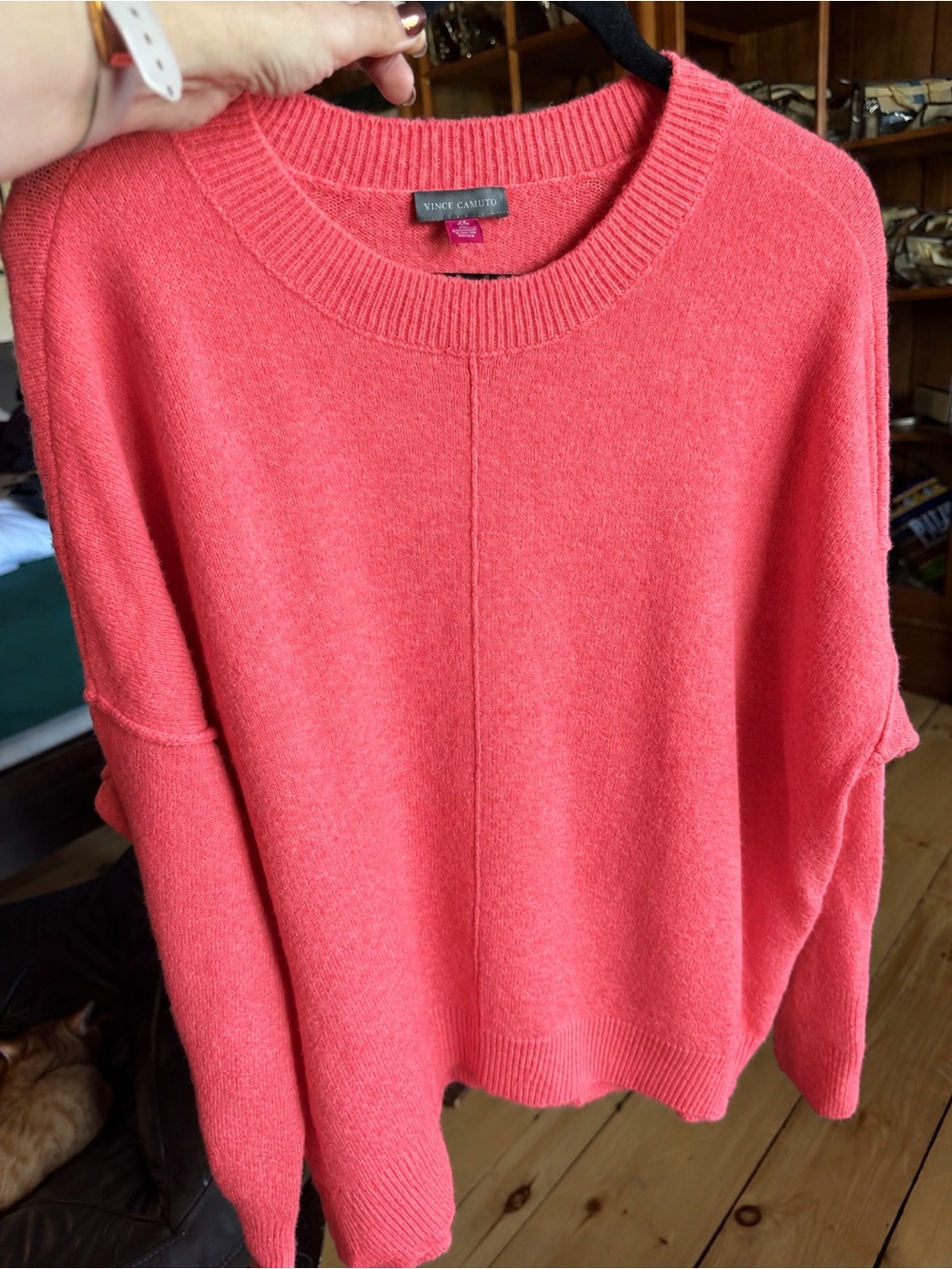Vince Camuto Coral-Pink Crewneck Sweater